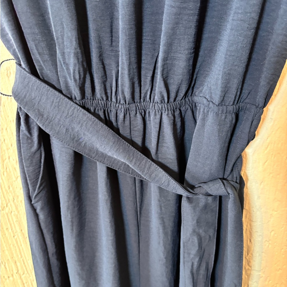 NWT Mud Pie Navy Arlette Wide-Leg Tie-Waist Jumpsuit Women Size Large - Picture 9 of 13